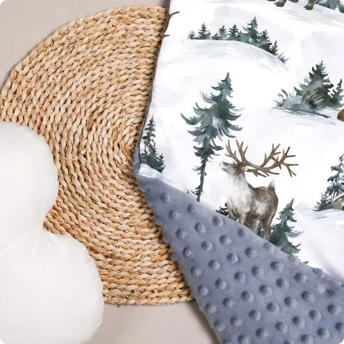 Custom Baby Blankets Wholesale | Minky Dot Forest Nursery Blankets - MK Kids