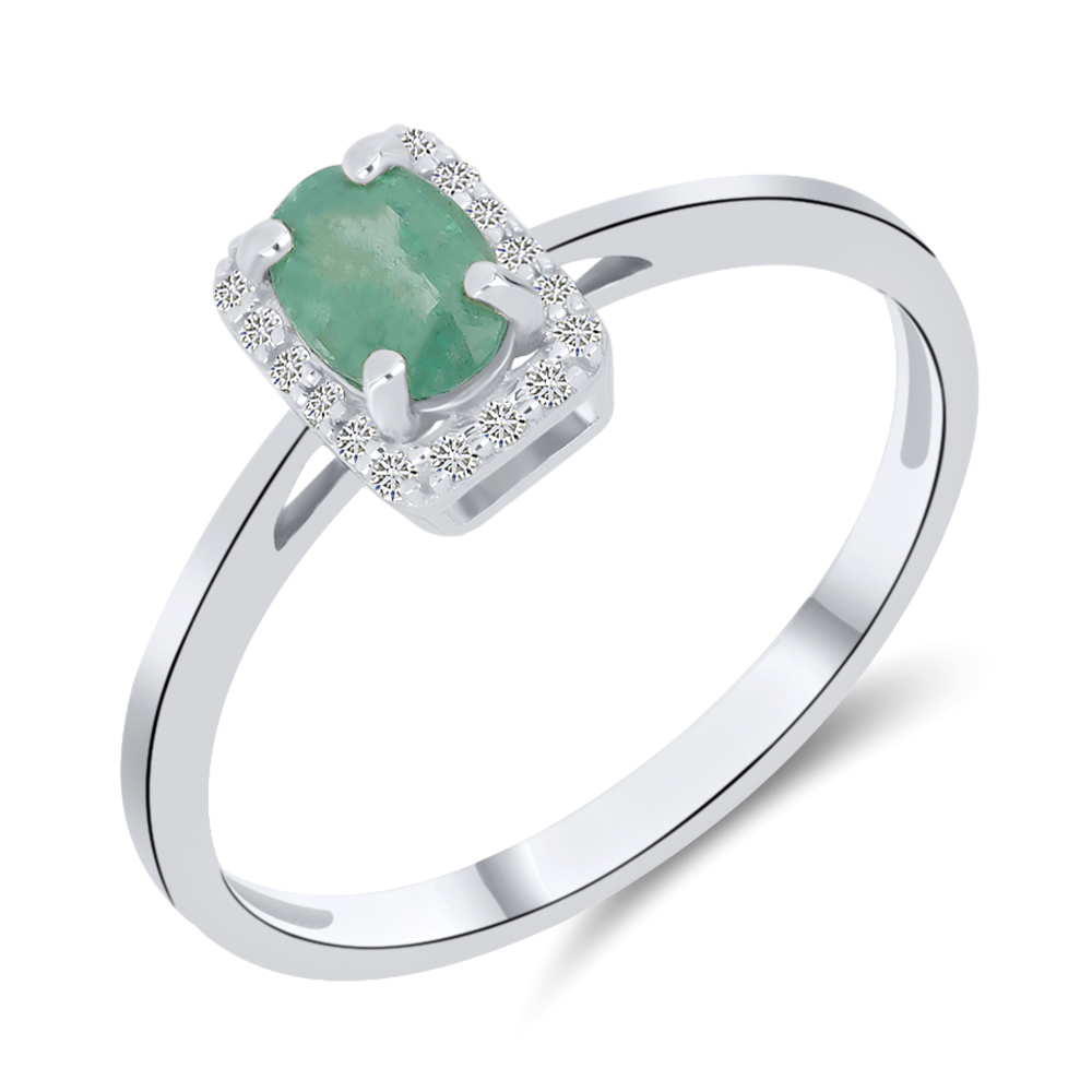 Emerald Gemstone Ring in Sterling Silver