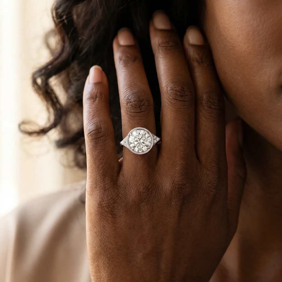 Shop White Gold Hexagonal Halo Diamond Ring – Buy Yours Today!