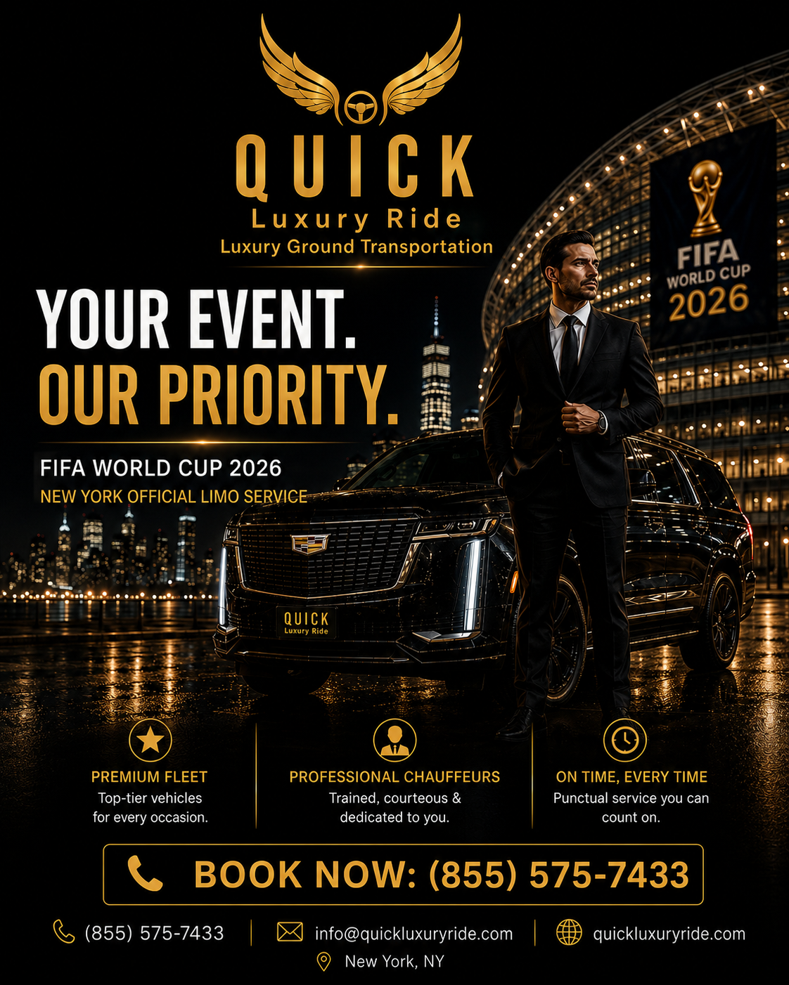 FIFA World Cup Weekend Travel Made Easy- Call 18555QLRIDE