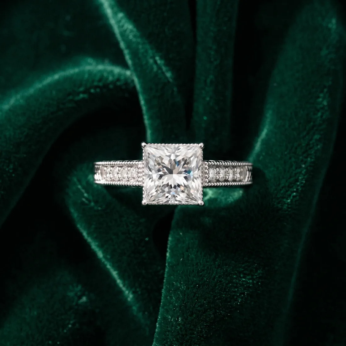 Elegant White Gold Princess Cut Diamond Engagement Ring