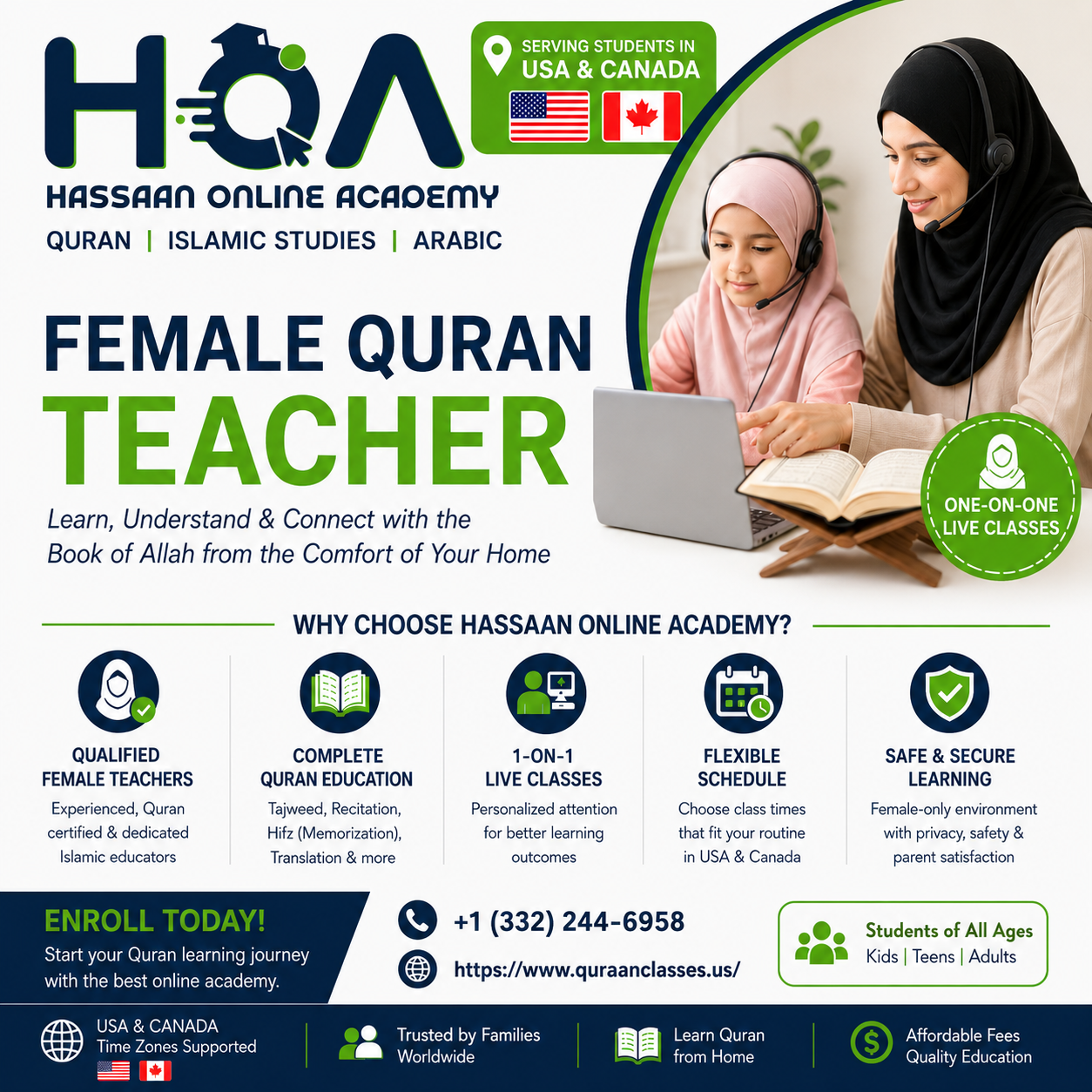 Professional Female Quran Teacher in USA for Comfortable Learning