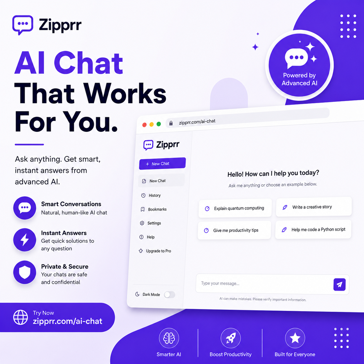 AI Chat by Zipprr - Add a Smart Chatbot in One Line of Code